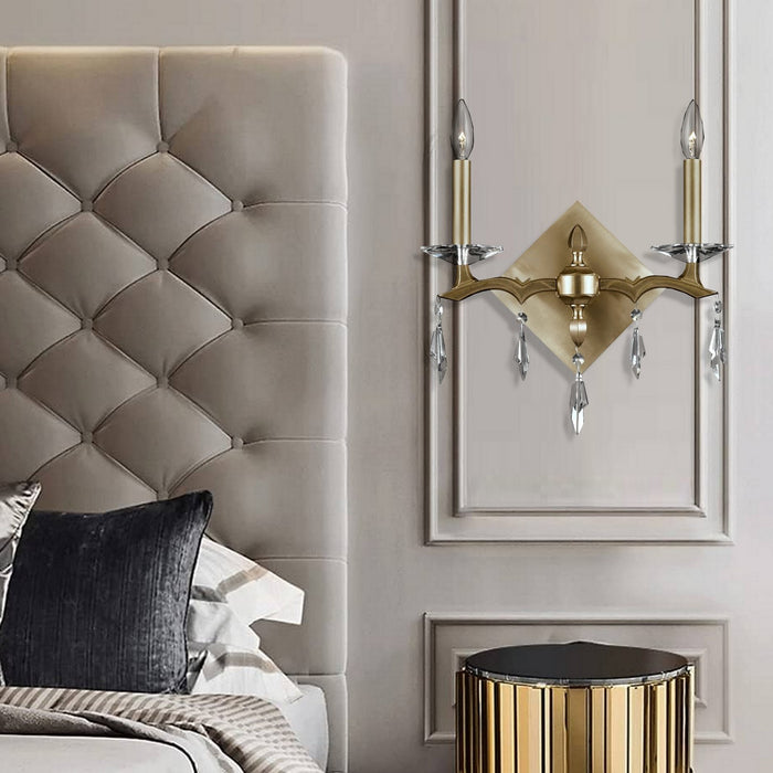 American Brass & Crystal WS5512-G-36G-ST Two Light Wall Sconce, Old Brass
