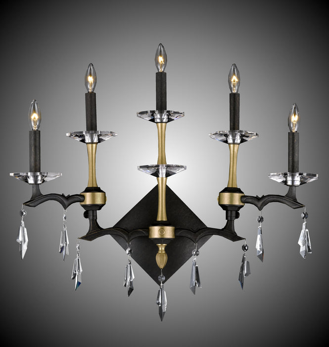 American Brass & Crystal WS5515-G-35S-36G-ST Five Light Wall Sconce, Old Bronze w/Old Brass Accents