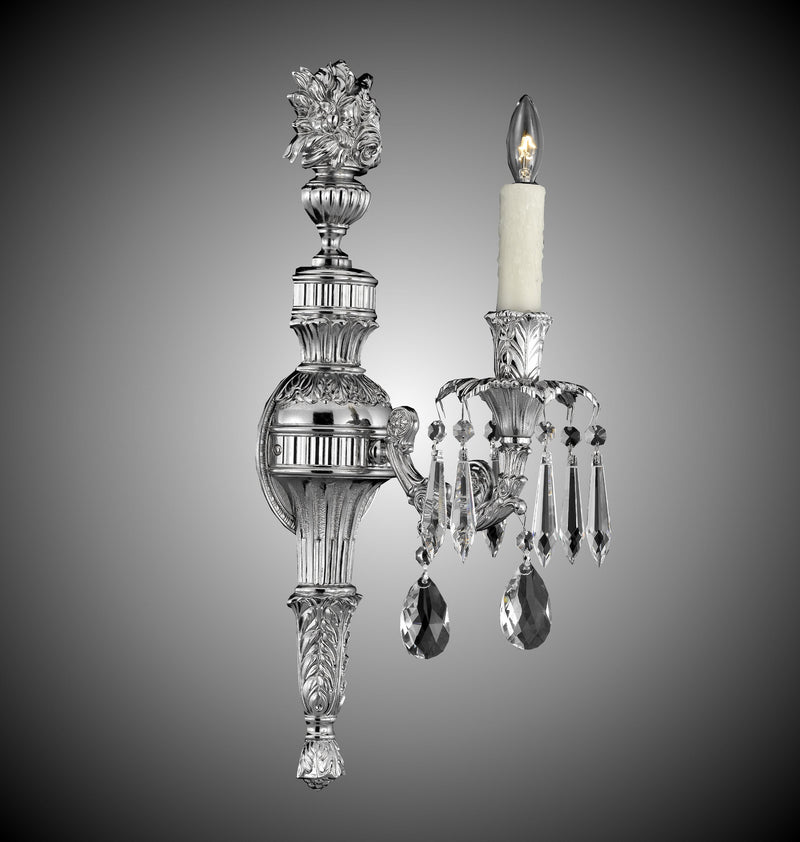 American Brass & Crystal WS9061-O-08G-PI One Light Wall Sconce, Silver