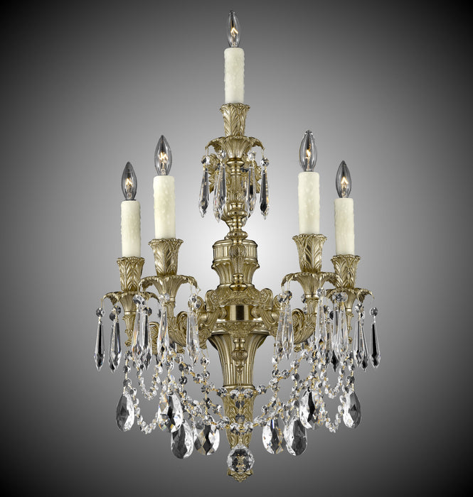 American Brass & Crystal WS9065-O-16G-PI Five Light Wall Sconce, True Brass
