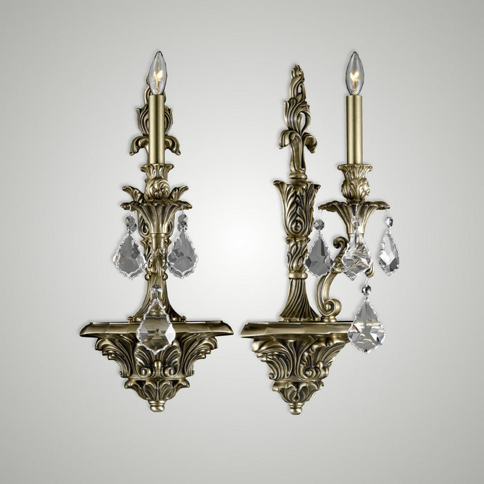American Brass & Crystal WS9081-A-02G-ST One Light Wall Sconce, Antique Black Glossy