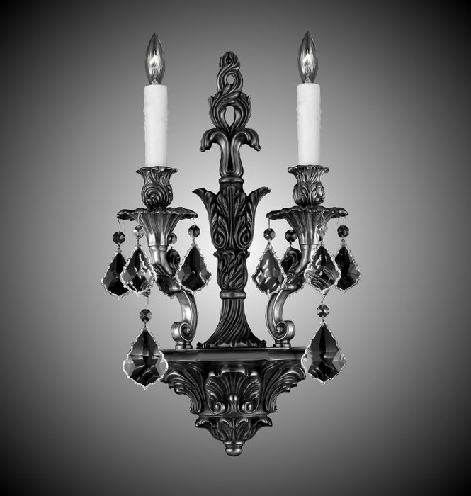American Brass & Crystal WS9082-A-10G-PI Two Light Wall Sconce, Antique Silver
