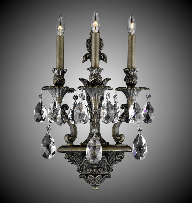 American Brass & Crystal WS9083-O-21S-ST Three Light Wall Sconce, Palace Bronze