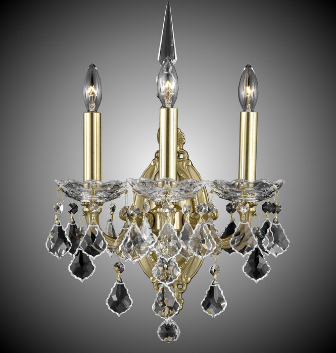 American Brass & Crystal WS9393-A-16G-ST Three Light Wall Sconce, True Brass