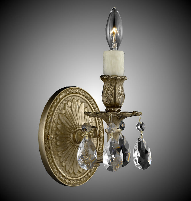 American Brass & Crystal WS9401-O-16G-PI One Light Wall Sconce, True Brass