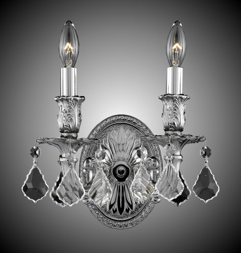 American Brass & Crystal WS9402-A-08G-ST Two Light Wall Sconce, Silver