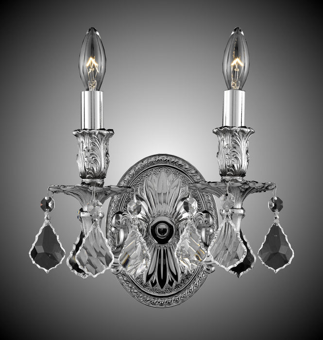 American Brass & Crystal WS9402-A-08G-ST Two Light Wall Sconce, Silver