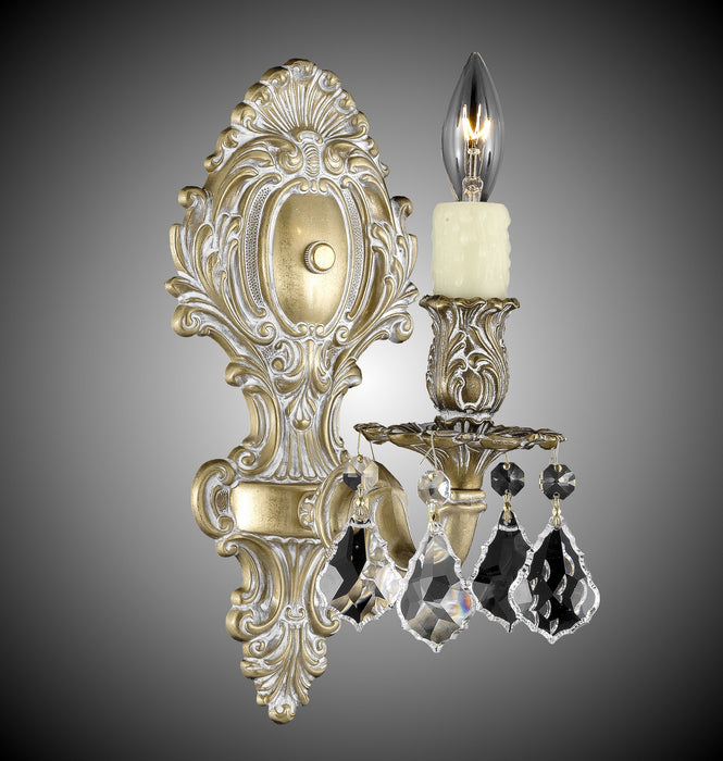 American Brass & Crystal WS9421-A-04G-PI One Light Wall Sconce, Antique White Glossy