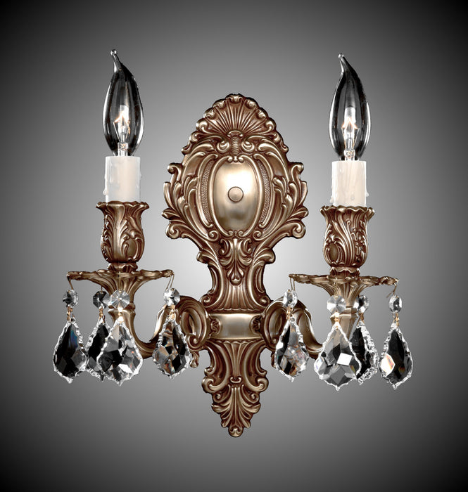American Brass & Crystal WS9422-A-03G-PI Two Light Wall Sconce, French Gold Glossy