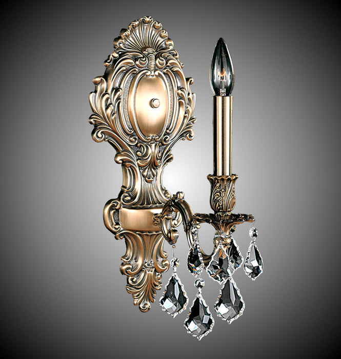 American Brass & Crystal WS9423-A-02G-ST One Light Wall Sconce, Antique Black Glossy