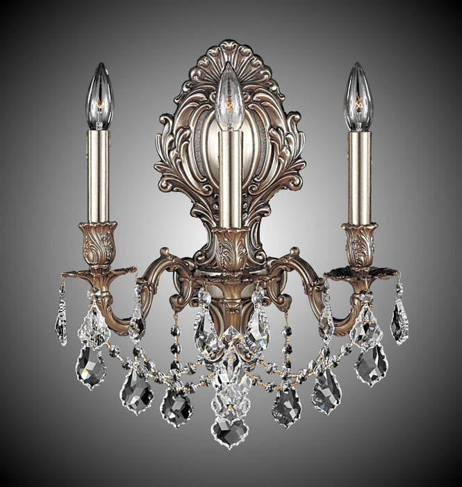 American Brass & Crystal WS9425-A-03G-ST Three Light Wall Sconce, French Gold Glossy