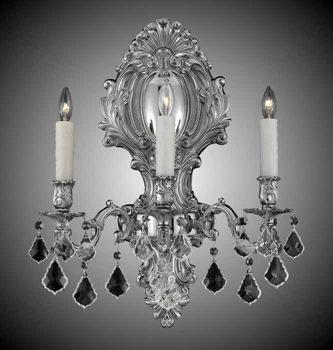 American Brass & Crystal WS9428-A-08G-PI Three Light Wall Sconce, Silver