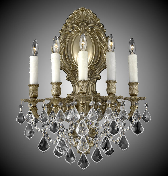 American Brass & Crystal WS9429-A-16G-PI Five Light Wall Sconce, True Brass