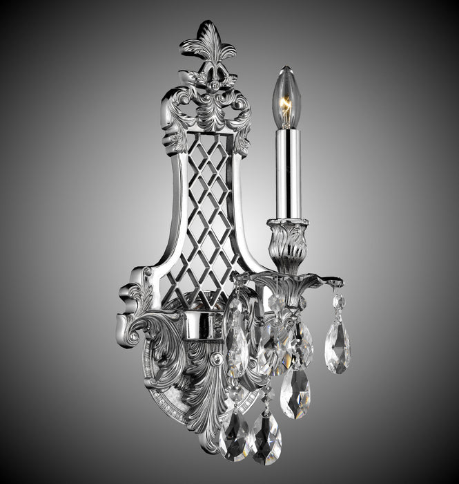 American Brass & Crystal WS9451-O-08G-ST One Light Wall Sconce, Silver