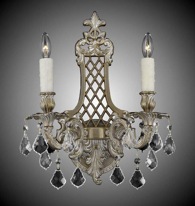 American Brass & Crystal WS9452-A-04G-PI Two Light Wall Sconce, Antique White Glossy