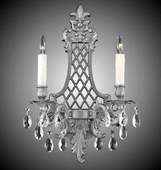 American Brass & Crystal WS9454-O-07G-PI Two Light Wall Sconce, Satin Nickel