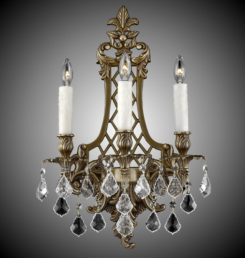 American Brass & Crystal WS9455-A-03G-PI Three Light Wall Sconce, French Gold Glossy