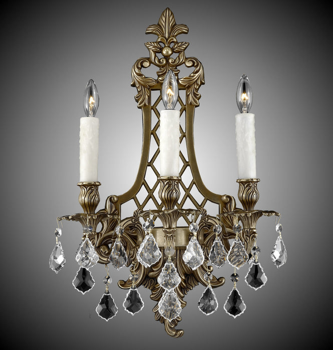 American Brass & Crystal WS9455-A-03G-PI Three Light Wall Sconce, French Gold Glossy