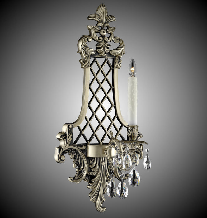 American Brass & Crystal WS9456-O-02G-PI One Light Wall Sconce, Antique Black Glossy