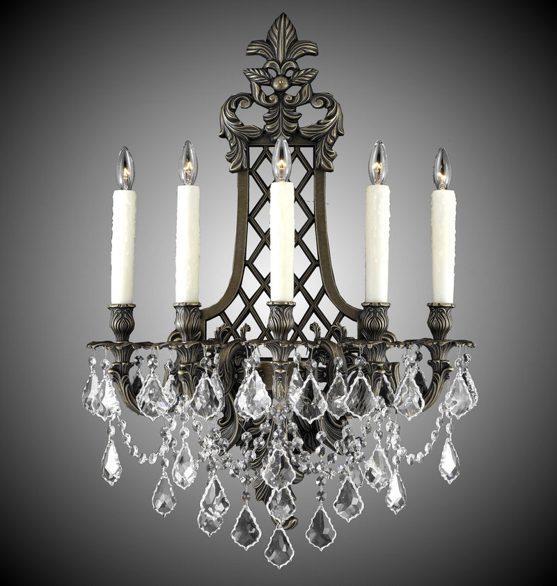 American Brass & Crystal WS9459-A-21S-PI Five Light Wall Sconce, Palace Bronze