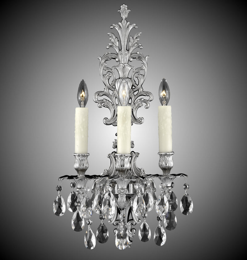 American Brass & Crystal WS9486-O-08G-PI Three Light Wall Sconce, Silver