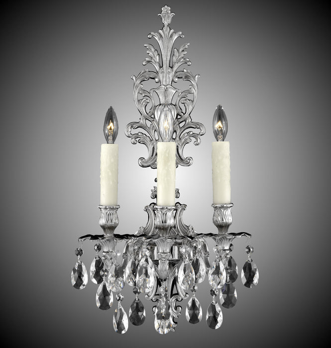 American Brass & Crystal WS9486-O-08G-PI Three Light Wall Sconce, Silver
