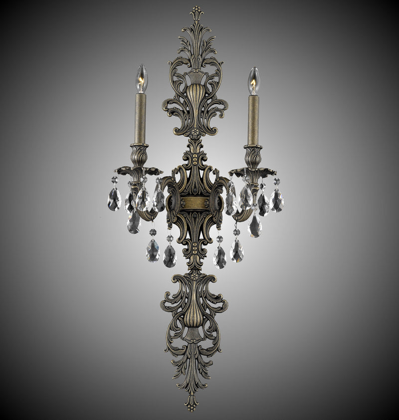 American Brass & Crystal WS9488-O-21S-ST Two Light Wall Sconce, Palace Bronze