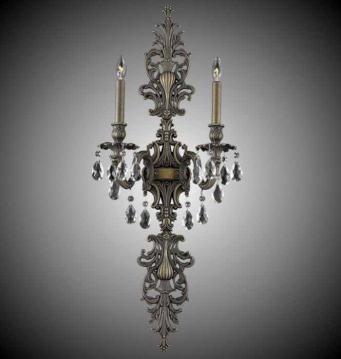 American Brass & Crystal WS9488-O-21S-ST Two Light Wall Sconce, Palace Bronze