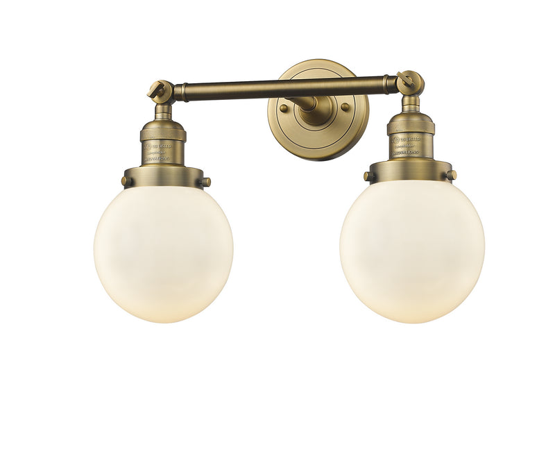 Innovations 208-BB-G201-6 Two Light Bath Vanity, Brushed Brass