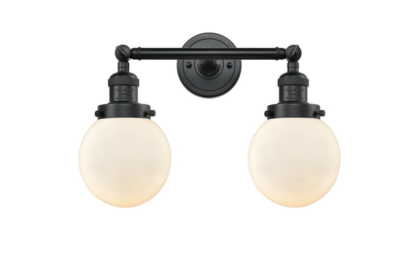 Innovations 208-BK-G201-6 Two Light Bath Vanity, Matte Black