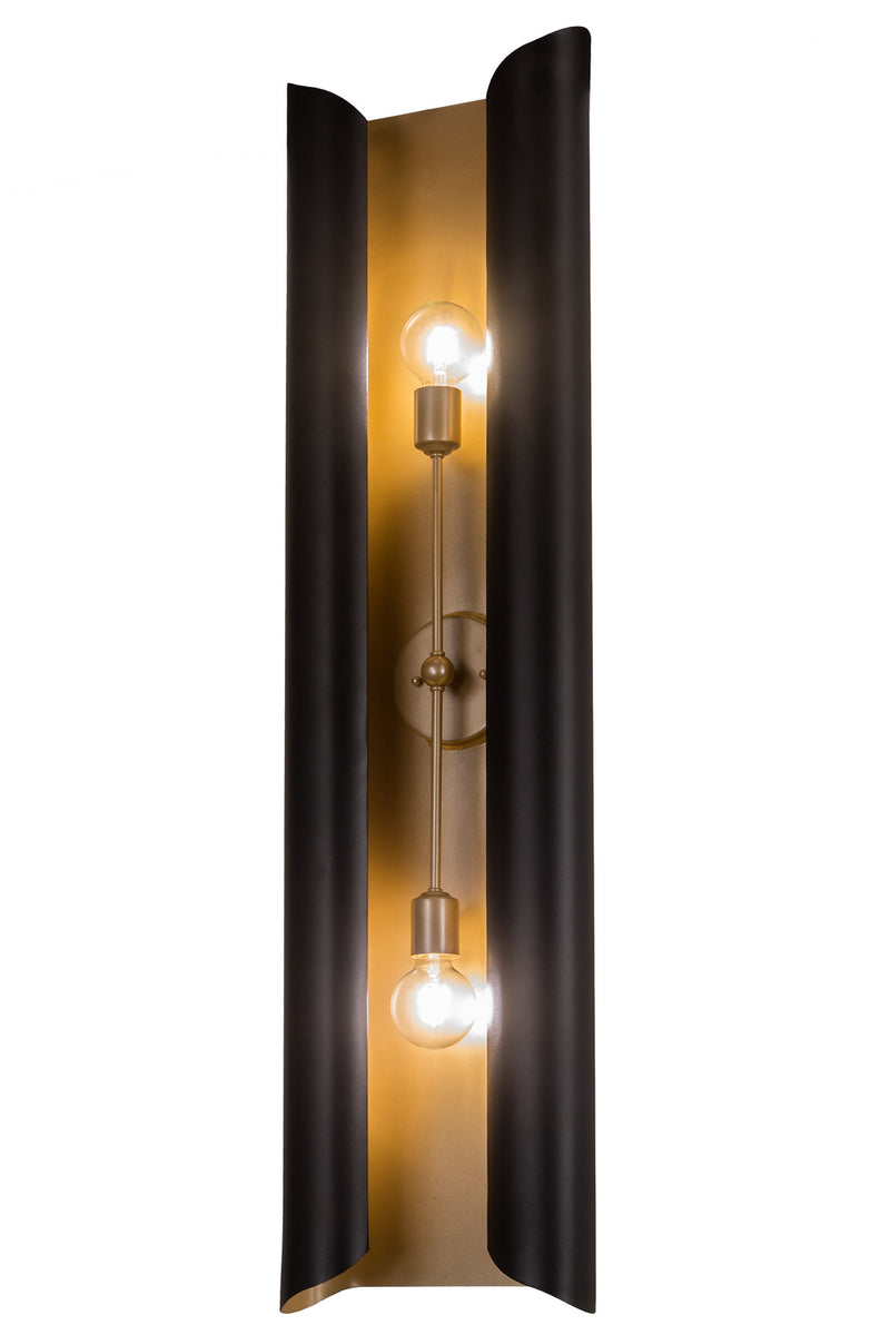 Meyda Tiffany 195605 Two Light Wall Sconce, Textured Black/Champagne Metallic
