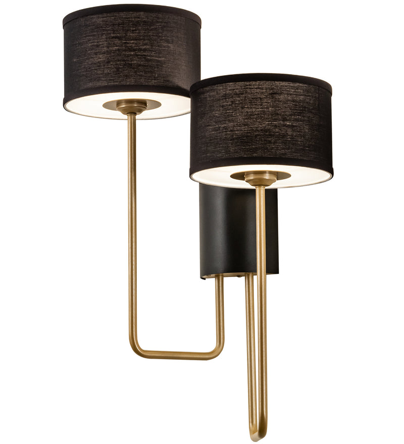 Meyda Tiffany 195611 Two Light Wall Sconce, Textured Black/Champagne Metallic