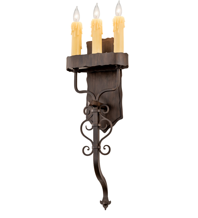 Meyda Tiffany 199185 Three Light Wall Sconce, Classic Rust