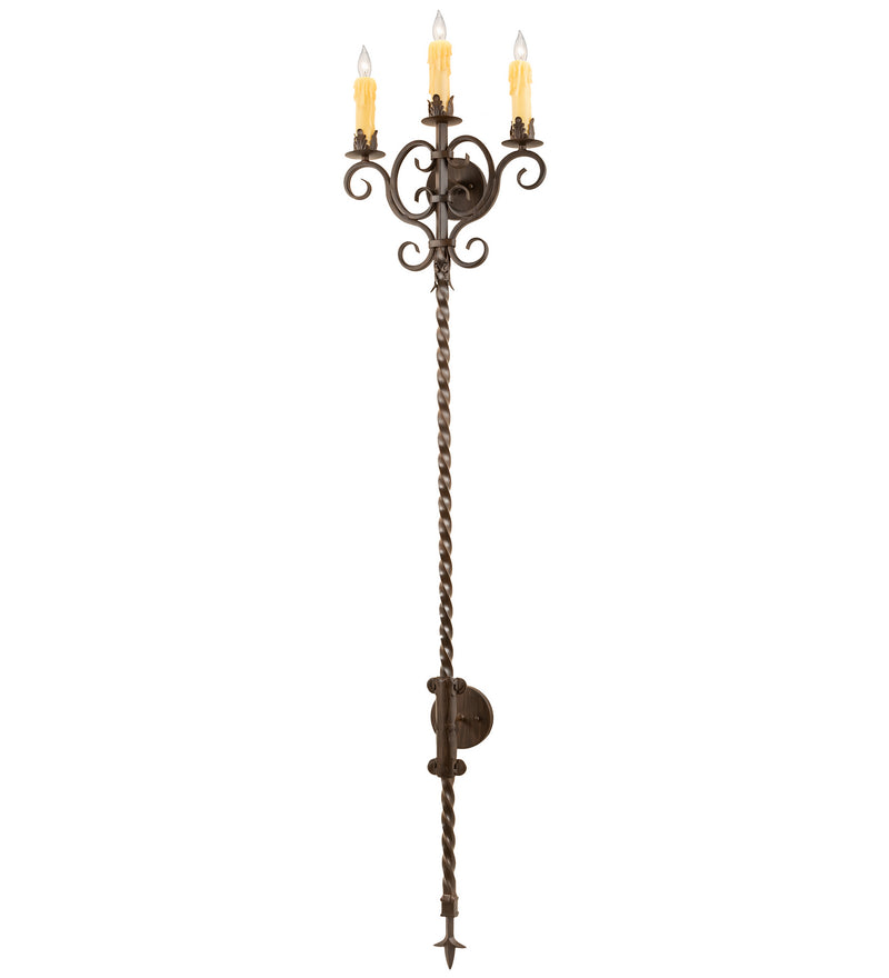 Meyda Tiffany 199186 Three Light Wall Sconce, Classic Rust