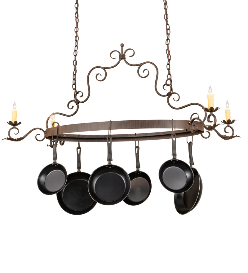 Meyda Tiffany 199192 Four Light Pot Rack, Classic Rust