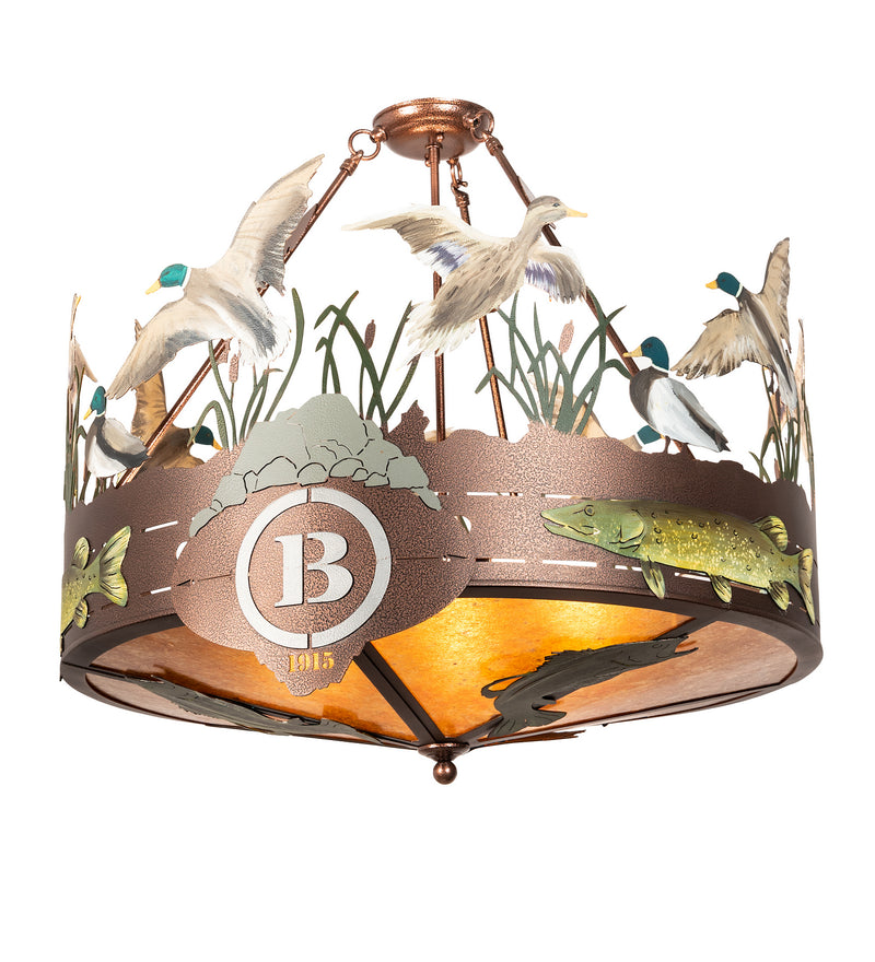 Meyda Tiffany 199536 Six Light Semi-Flushmount, New Copper Vein & Hand Paint