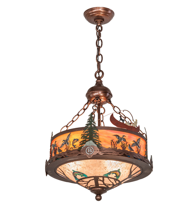 Meyda Tiffany 199562 Four Light Inverted Pendant, New Copper Vein + Hand Paint