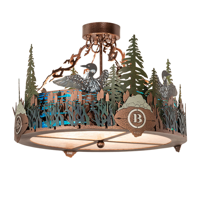 Meyda Tiffany 199563 Four Light Semi-Flushmount, New Copper Vein & Hand Paint
