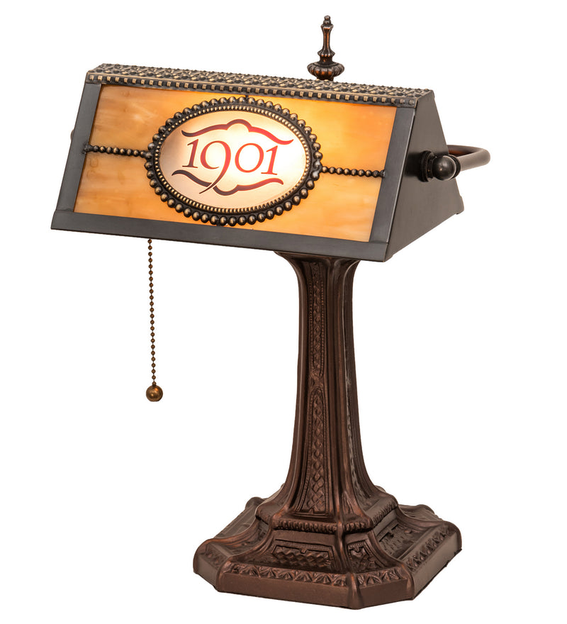 Meyda Tiffany 200026 One Light Banker's Lamp, Mahogany Bronze