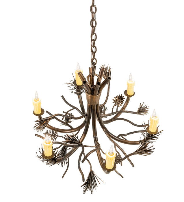 Meyda Tiffany 200184 Six Light Chandelier, Dark Burnished Antique Copper