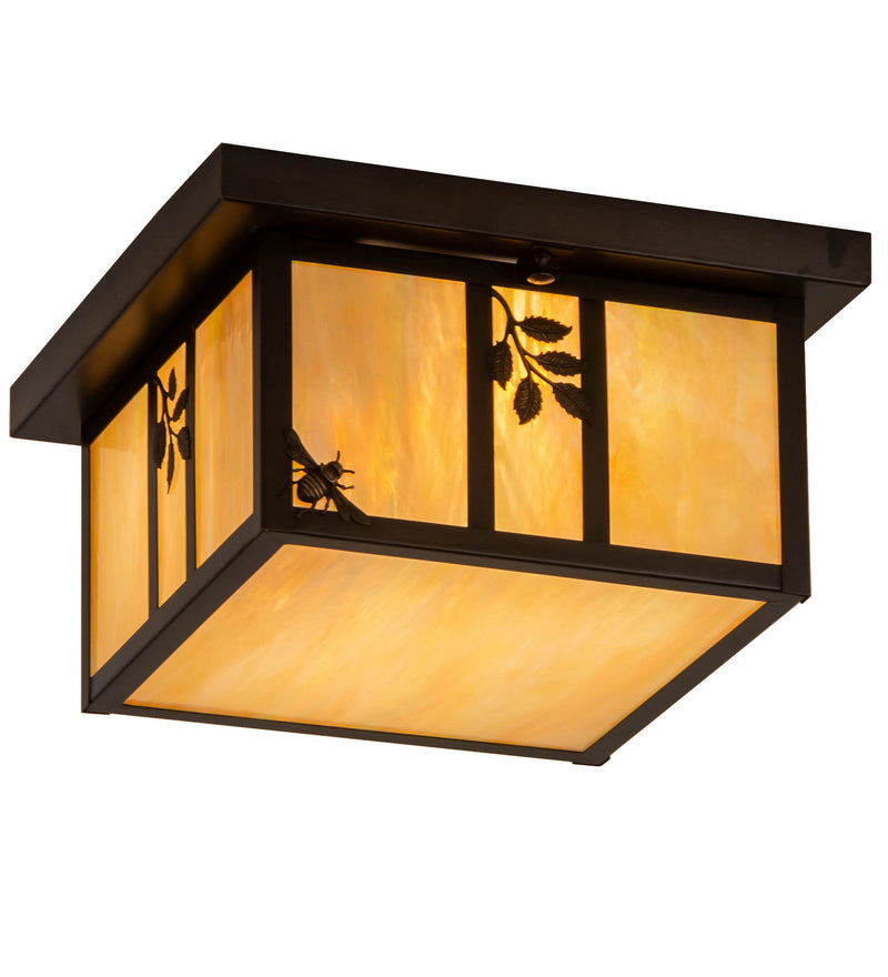 Meyda Tiffany 201308 Two Light Flushmount, Craftsman Brown