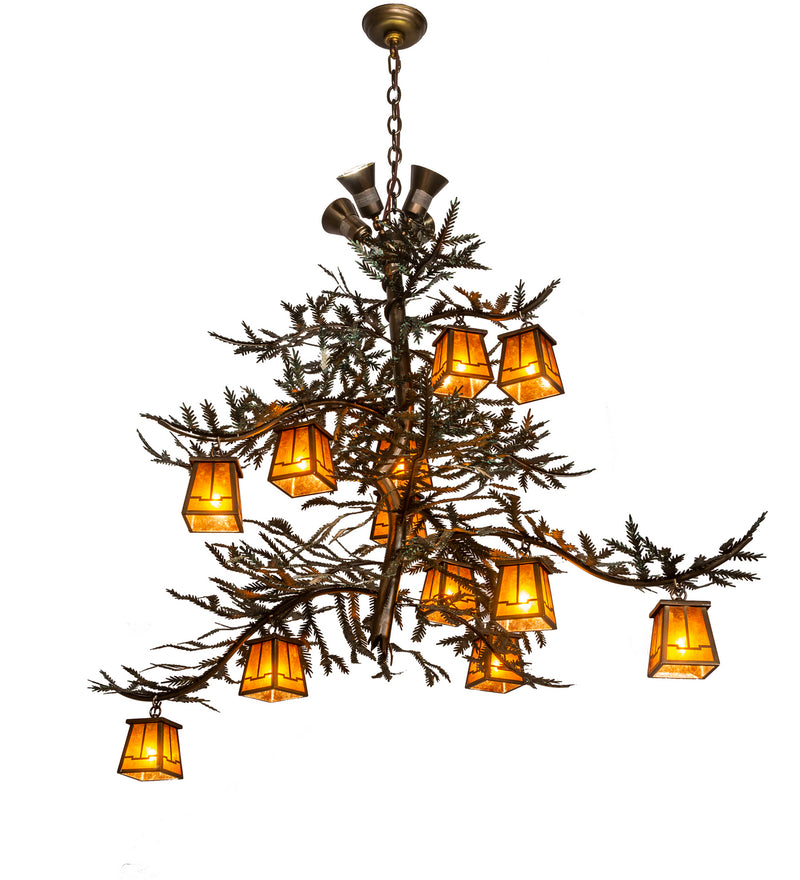 Meyda Tiffany 202174 LED Chandelier, Antique Copper/Green Branches