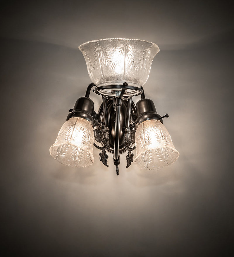 Meyda Tiffany 202831 Three Light Wall Sconce, Craftsman Brown