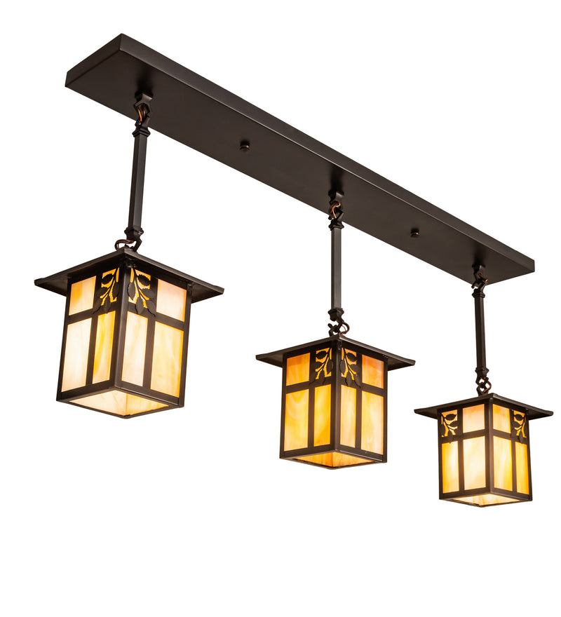 Meyda Tiffany 203103 Three Light Pendant, Craftsman Brown