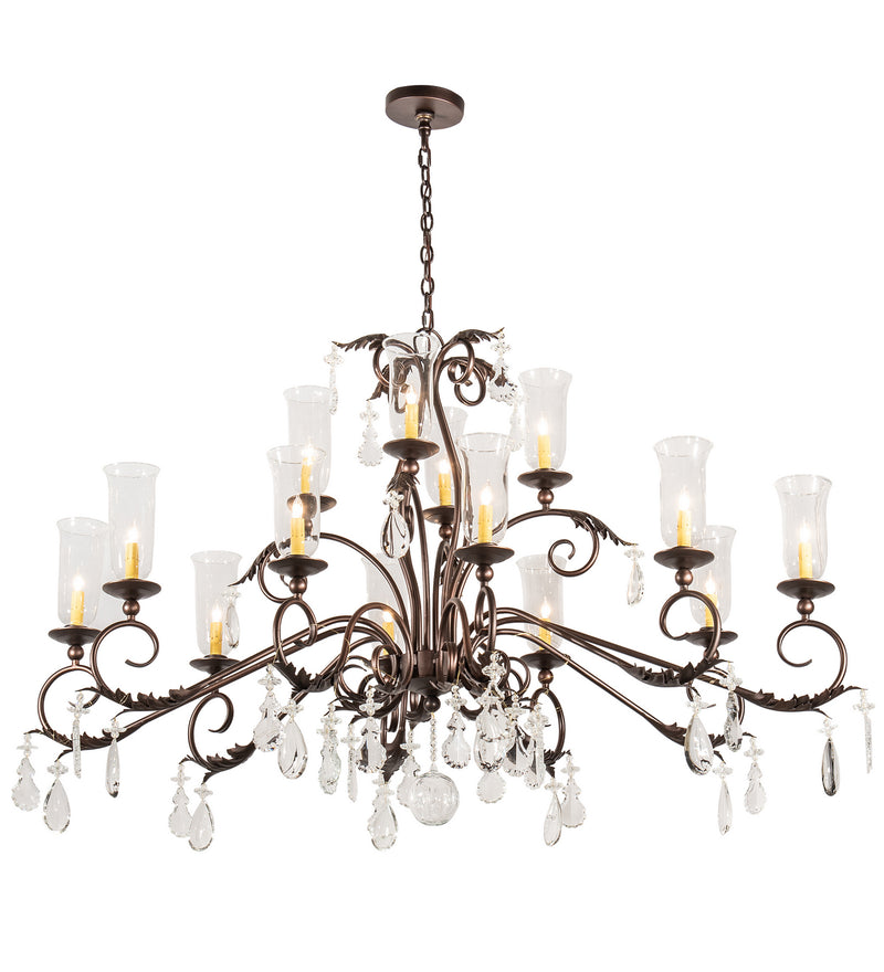 Meyda Tiffany 203867 14 Light Oblong Chandelier, Mahogany Bronze