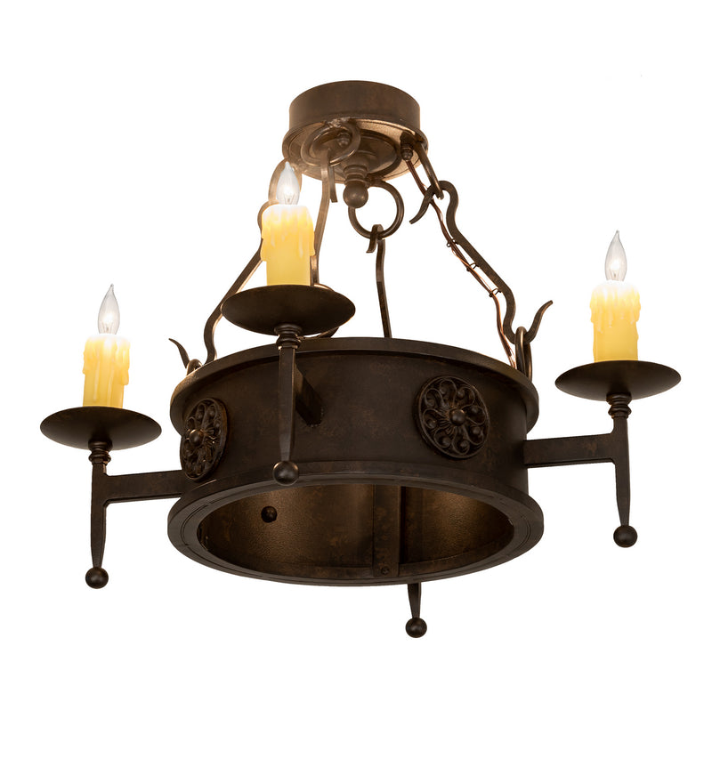 Meyda Tiffany 204184 Four Light Semi-Flushmount, Chestnut