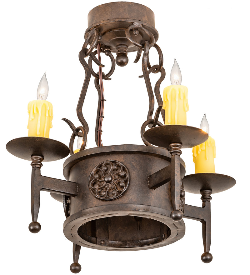 Meyda Tiffany 204201 Four Light Semi-Flushmount, Chestnut