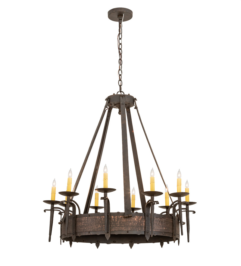 Meyda Tiffany 204202 Ten Light Chandelier, Chestnut