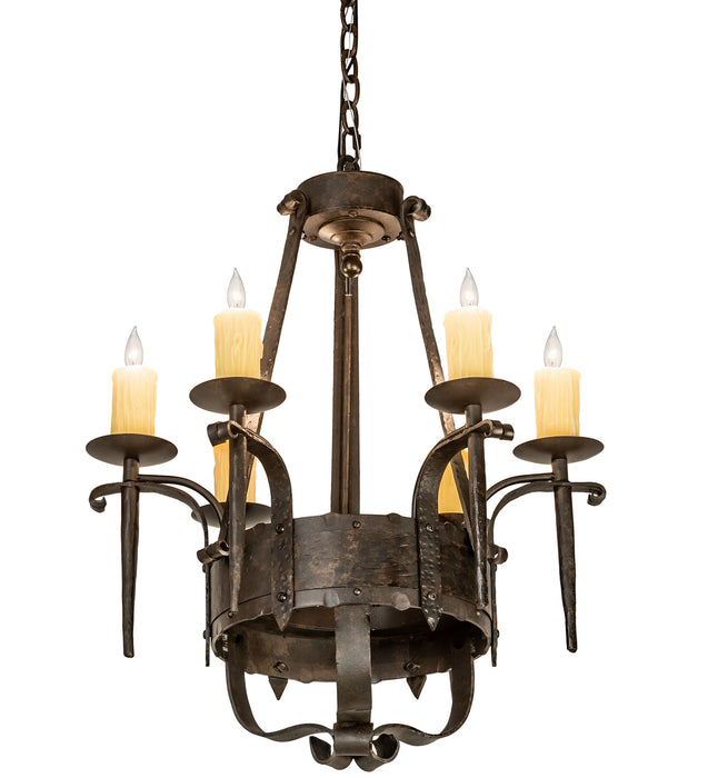 Meyda Tiffany 204205 Six Light Chandelier, Chestnut