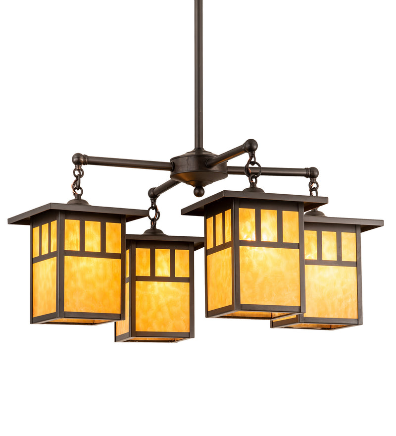 Meyda Tiffany 204749 Four Light Chandelier, Craftsman Brown